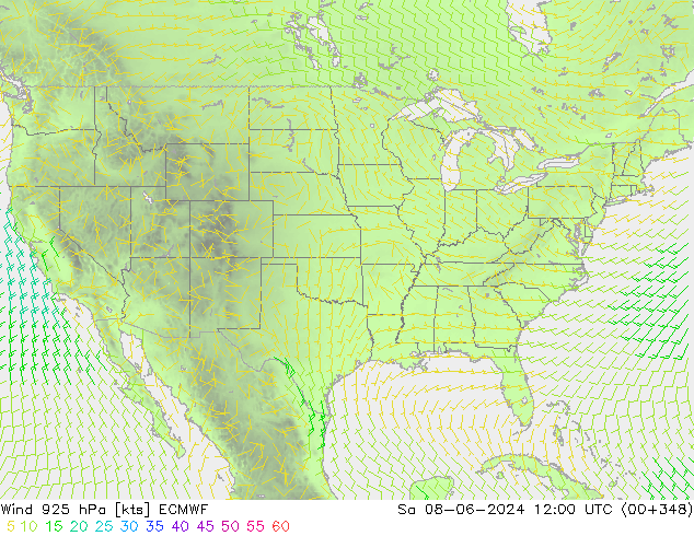 Vent 925 hPa ECMWF sam 08.06.2024 12 UTC