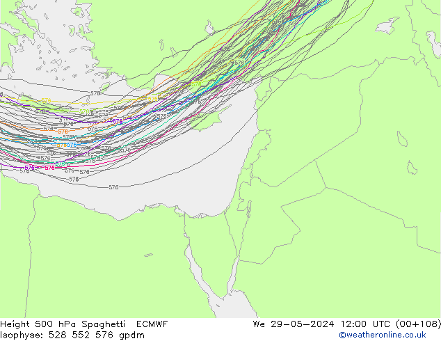 500 hPa Yüksekliği Spaghetti ECMWF Çar 29.05.2024 12 UTC