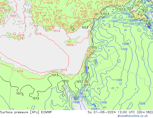 Surface pressure ECMWF Sa 01.06.2024 12 UTC