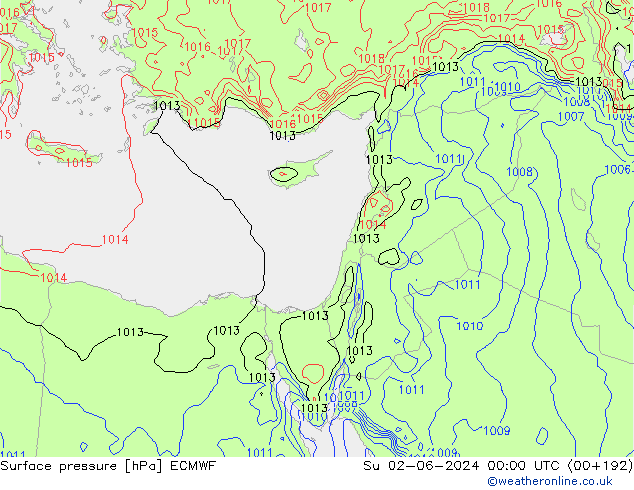 Luchtdruk (Grond) ECMWF zo 02.06.2024 00 UTC