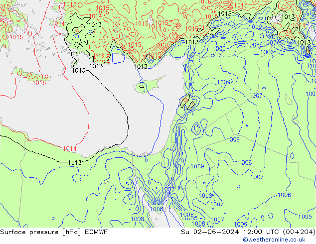 Pressione al suolo ECMWF dom 02.06.2024 12 UTC