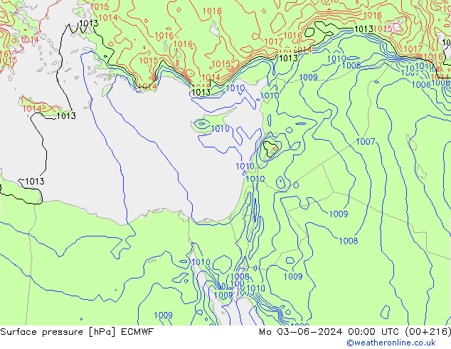 Surface pressure ECMWF Mo 03.06.2024 00 UTC