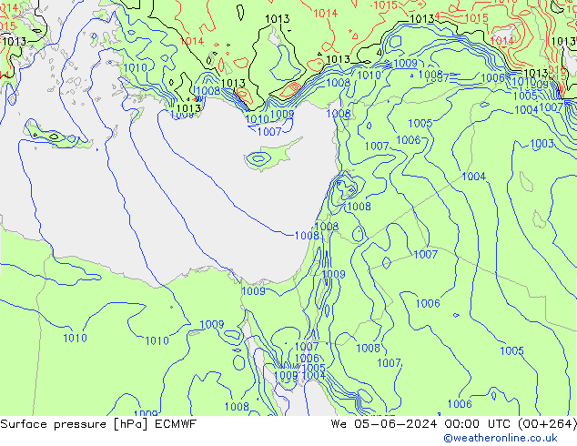 pressão do solo ECMWF Qua 05.06.2024 00 UTC