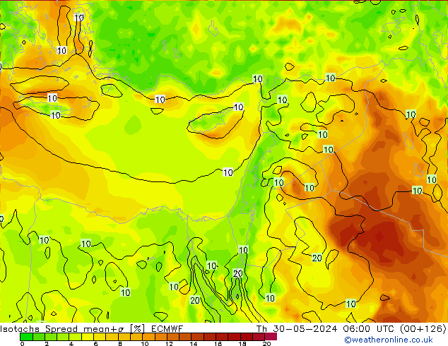 Isotachs Spread ECMWF Th 30.05.2024 06 UTC