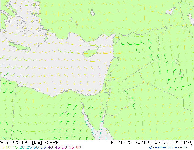 wiatr 925 hPa ECMWF pt. 31.05.2024 06 UTC