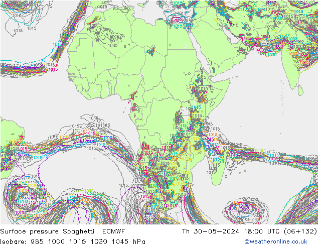 pression de l'air Spaghetti ECMWF jeu 30.05.2024 18 UTC