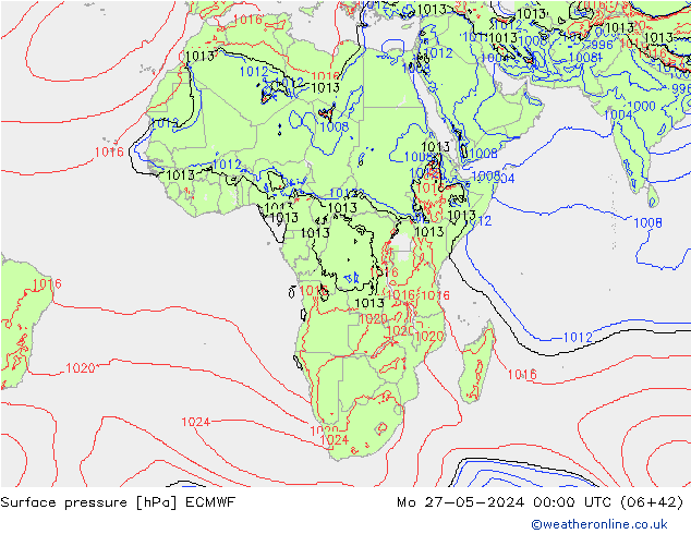 Atmosférický tlak ECMWF Po 27.05.2024 00 UTC