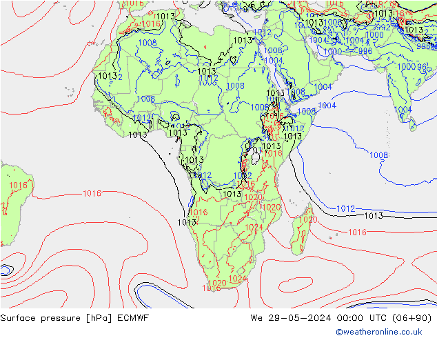 Surface pressure ECMWF We 29.05.2024 00 UTC