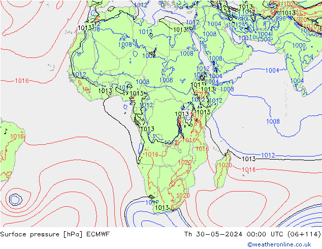 Surface pressure ECMWF Th 30.05.2024 00 UTC