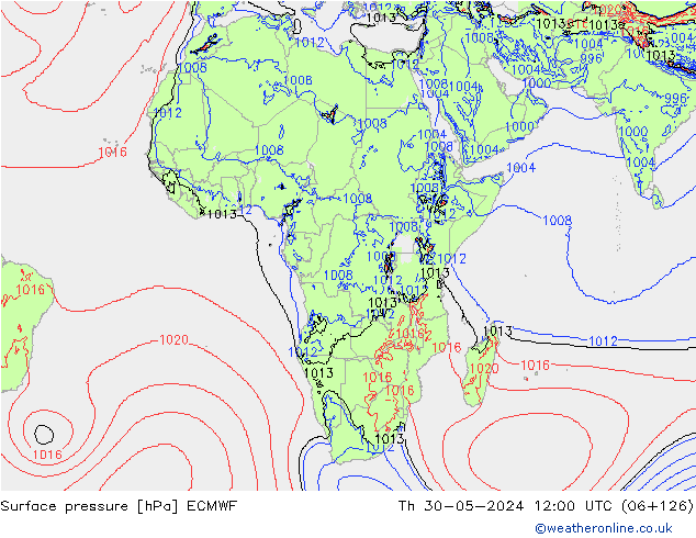 Pressione al suolo ECMWF gio 30.05.2024 12 UTC