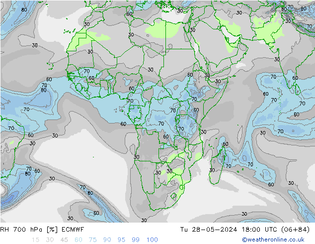 RH 700 hPa ECMWF  28.05.2024 18 UTC