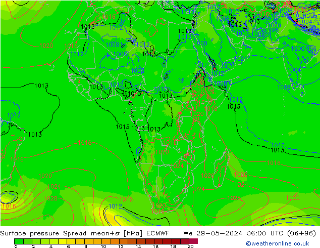 приземное давление Spread ECMWF ср 29.05.2024 06 UTC