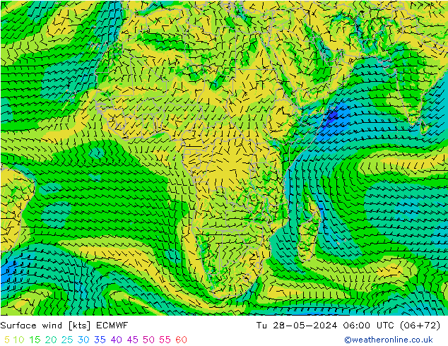 Vent 10 m ECMWF mar 28.05.2024 06 UTC