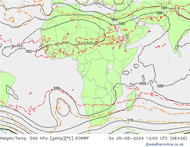 Hoogte/Temp. 500 hPa ECMWF za 25.05.2024 12 UTC