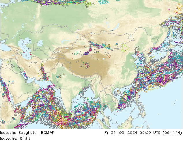 Isotachs Spaghetti ECMWF ven 31.05.2024 06 UTC