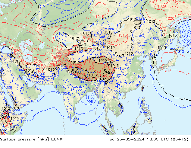 Luchtdruk (Grond) ECMWF za 25.05.2024 18 UTC