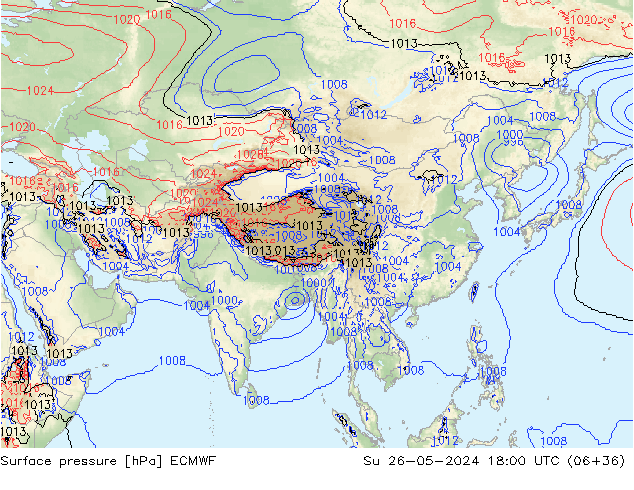 pressão do solo ECMWF Dom 26.05.2024 18 UTC