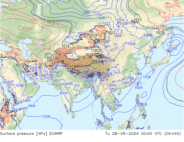 Atmosférický tlak ECMWF Út 28.05.2024 00 UTC