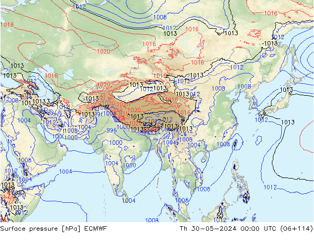 приземное давление ECMWF чт 30.05.2024 00 UTC