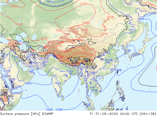 приземное давление ECMWF пт 31.05.2024 00 UTC