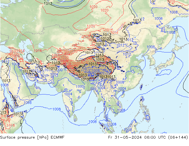 Surface pressure ECMWF Fr 31.05.2024 06 UTC