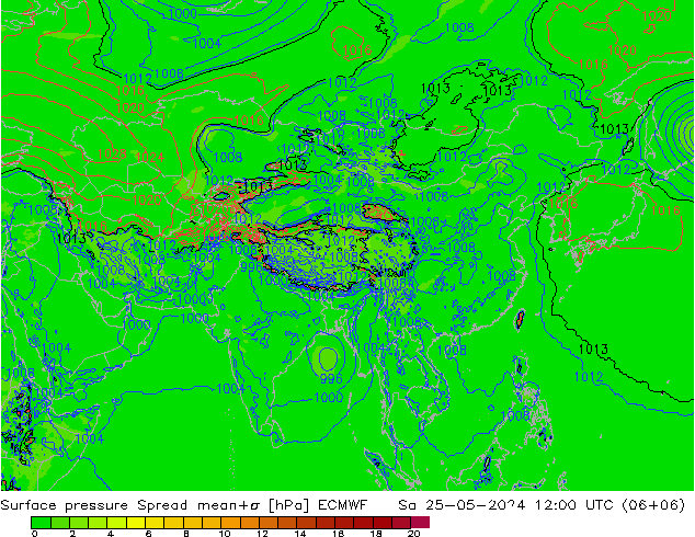 Bodendruck Spread ECMWF Sa 25.05.2024 12 UTC