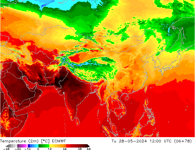 Sıcaklık Haritası (2m) ECMWF Sa 28.05.2024 12 UTC