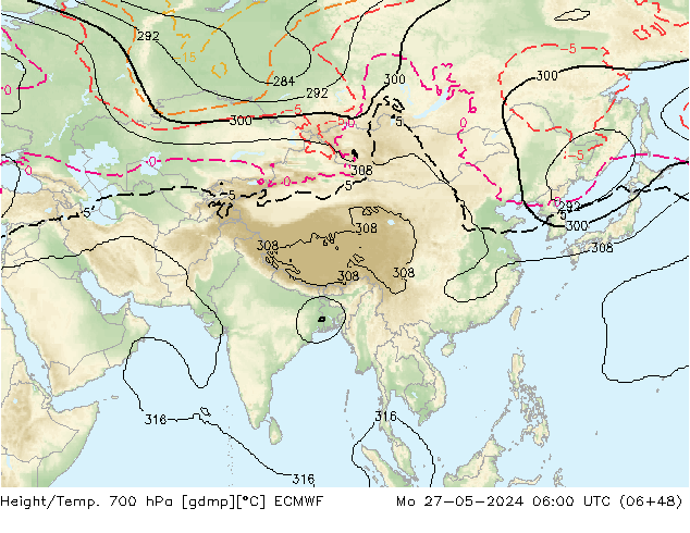 Height/Temp. 700 hPa ECMWF  27.05.2024 06 UTC