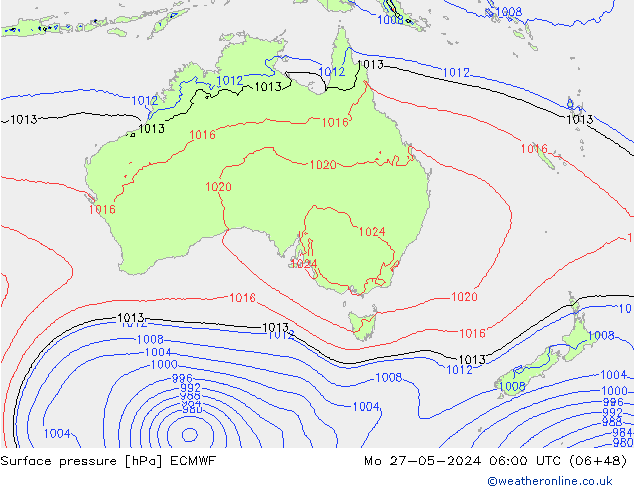 ciśnienie ECMWF pon. 27.05.2024 06 UTC