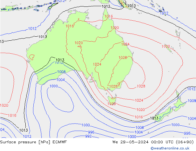 Surface pressure ECMWF We 29.05.2024 00 UTC