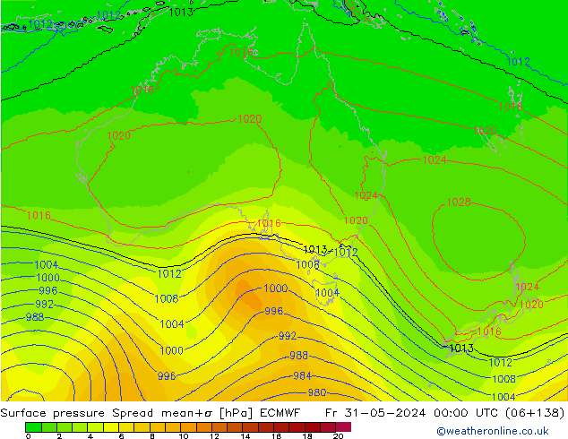 pressão do solo Spread ECMWF Sex 31.05.2024 00 UTC