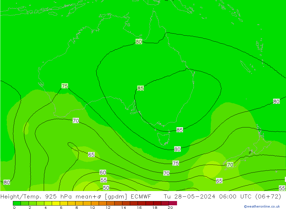 Hoogte/Temp. 925 hPa ECMWF di 28.05.2024 06 UTC