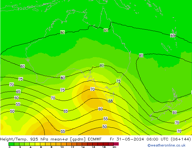 Height/Temp. 925 hPa ECMWF Fr 31.05.2024 06 UTC