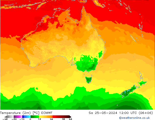 température (2m) ECMWF sam 25.05.2024 12 UTC