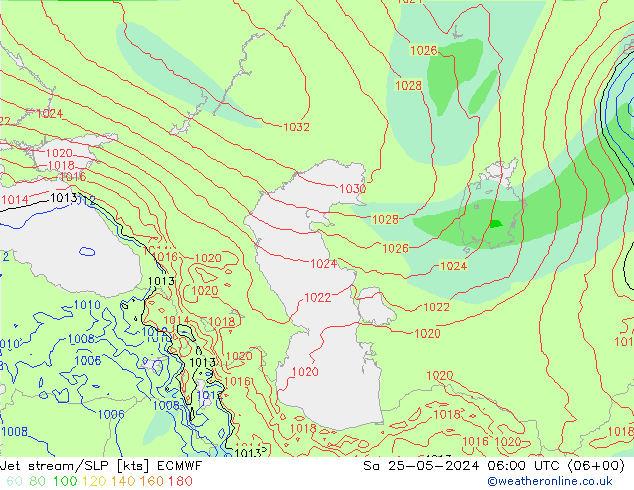 Jet stream/SLP ECMWF Sa 25.05.2024 06 UTC