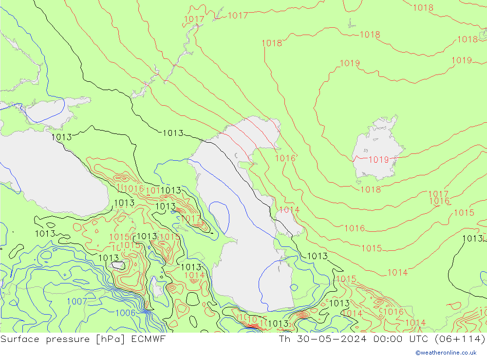 Atmosférický tlak ECMWF Čt 30.05.2024 00 UTC