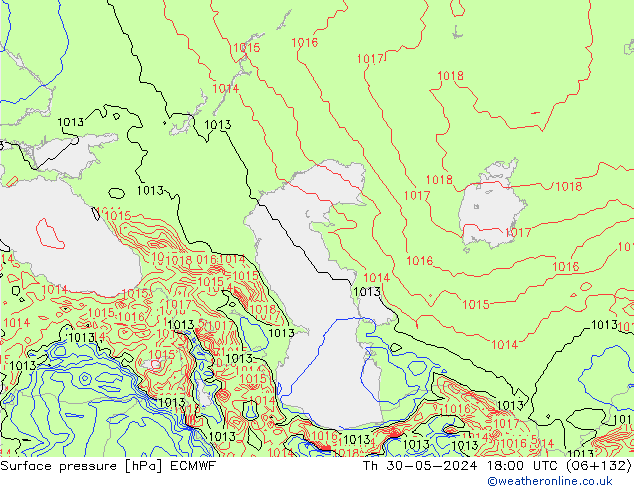 Atmosférický tlak ECMWF Čt 30.05.2024 18 UTC
