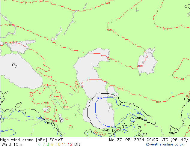 High wind areas ECMWF Mo 27.05.2024 00 UTC