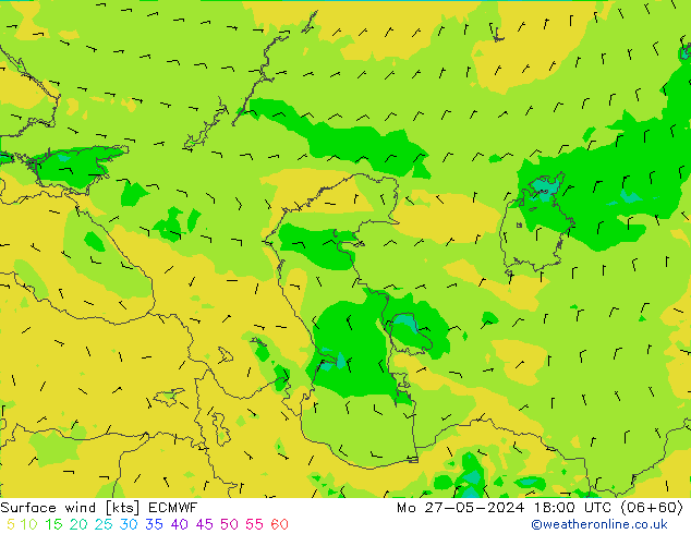 Vento 10 m ECMWF Seg 27.05.2024 18 UTC