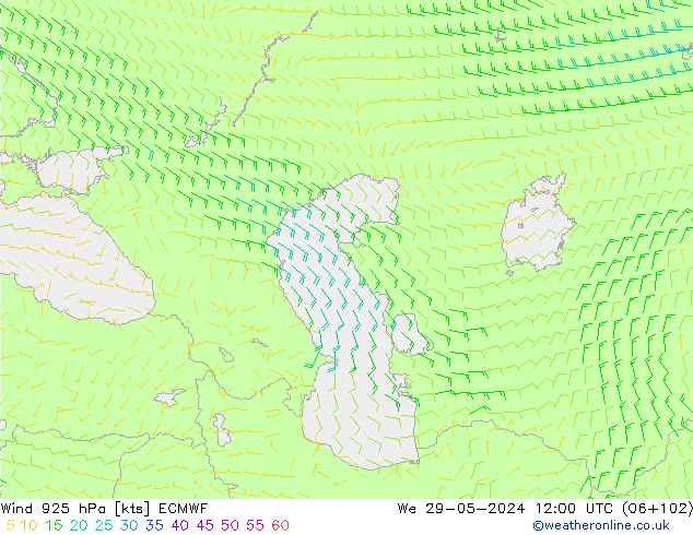 Wind 925 hPa ECMWF We 29.05.2024 12 UTC