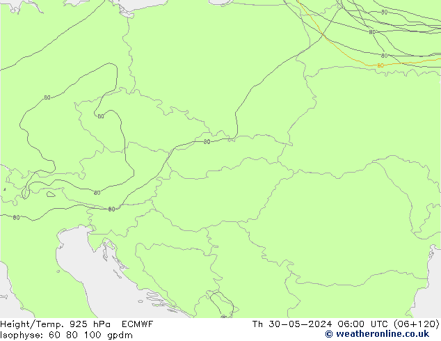 Geop./Temp. 925 hPa ECMWF jue 30.05.2024 06 UTC