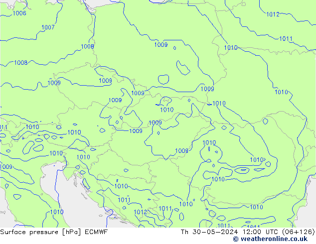 Pressione al suolo ECMWF gio 30.05.2024 12 UTC