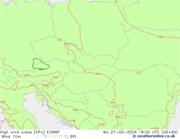 High wind areas ECMWF Po 27.05.2024 18 UTC
