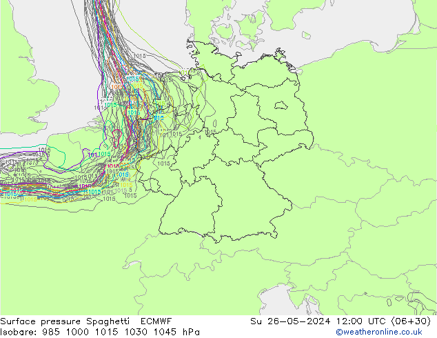 приземное давление Spaghetti ECMWF Вс 26.05.2024 12 UTC