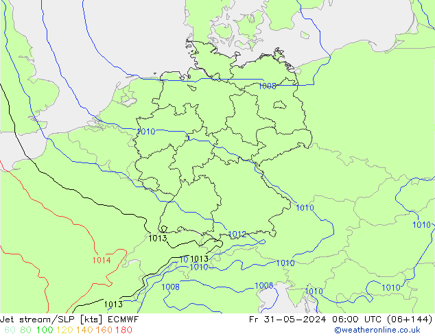 Straalstroom/SLP ECMWF vr 31.05.2024 06 UTC