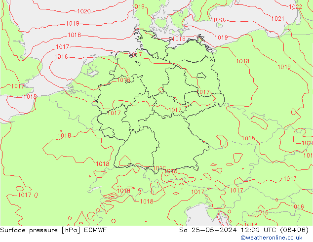 Bodendruck ECMWF Sa 25.05.2024 12 UTC