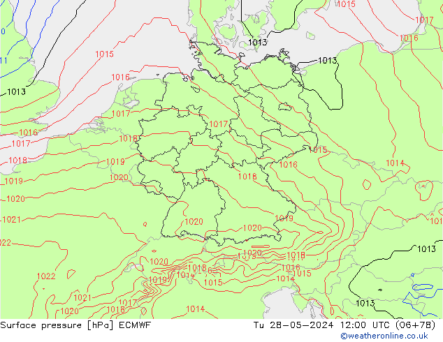 Bodendruck ECMWF Di 28.05.2024 12 UTC