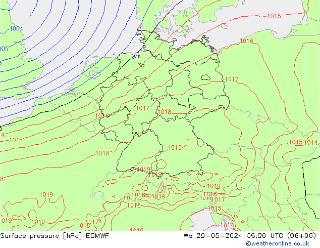 Pressione al suolo ECMWF mer 29.05.2024 06 UTC