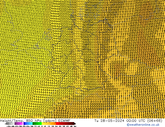 Height/Temp. 850 hPa ECMWF Di 28.05.2024 00 UTC