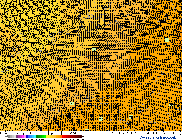 Height/Temp. 925 гПа ECMWF чт 30.05.2024 12 UTC